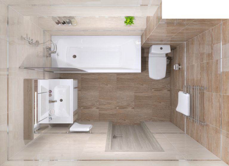 Смелый дизайн ванной комнаты: укладка плитки с необычной геометрией